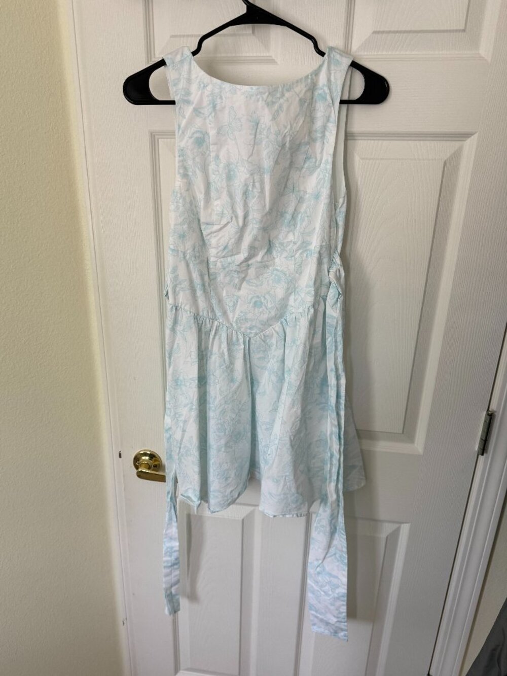 Bridgerton Print Light Blue Spring Corset Dress White Small